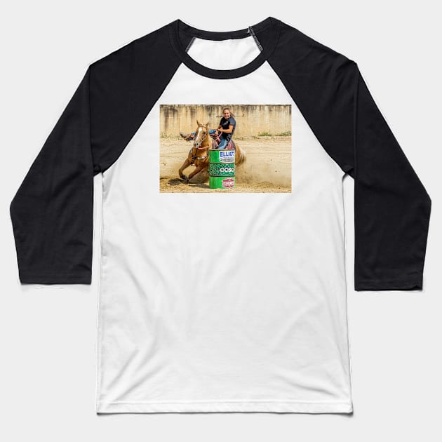 Barrel racer rounding a barrel Baseball T-Shirt by joesaladino